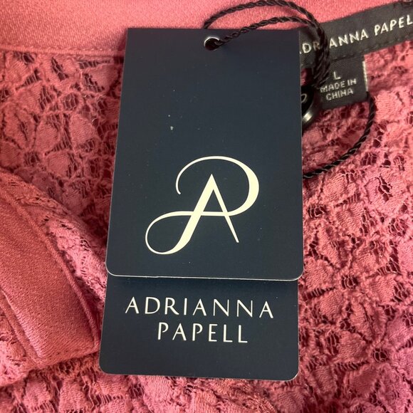 Adrianna Papell Mesarose Textured Blouse Shirt Button Front Pink Size Large New - Picture 11 of 11